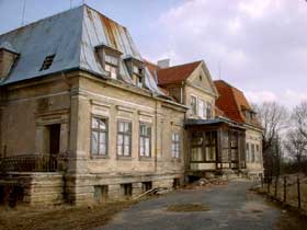 Pałac w Kałkach - widok od drogi dojazdowej